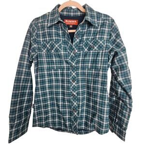 Simms Womens Flannel Shirt Fishing Gorpcore Sz XS Plaid Outdoor Camping Casual